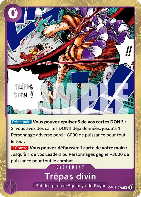 Carte One Piece Trépas divin V1 - FR OP13-076 R Successeurs Neuf FR LorenZone