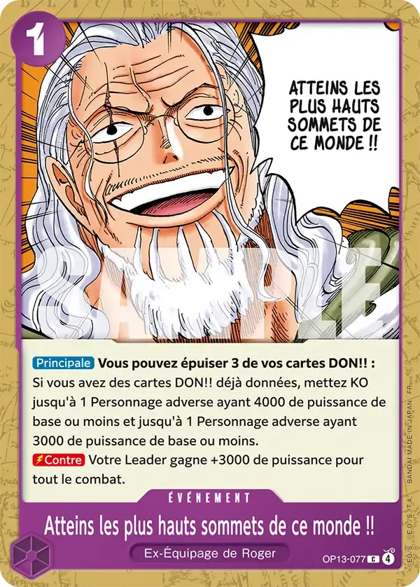 Carte One Piece Atteins les plus hauts sommets de ce monde !! - FR OP13-077 CO Successeurs Neuf FR LorenZone
