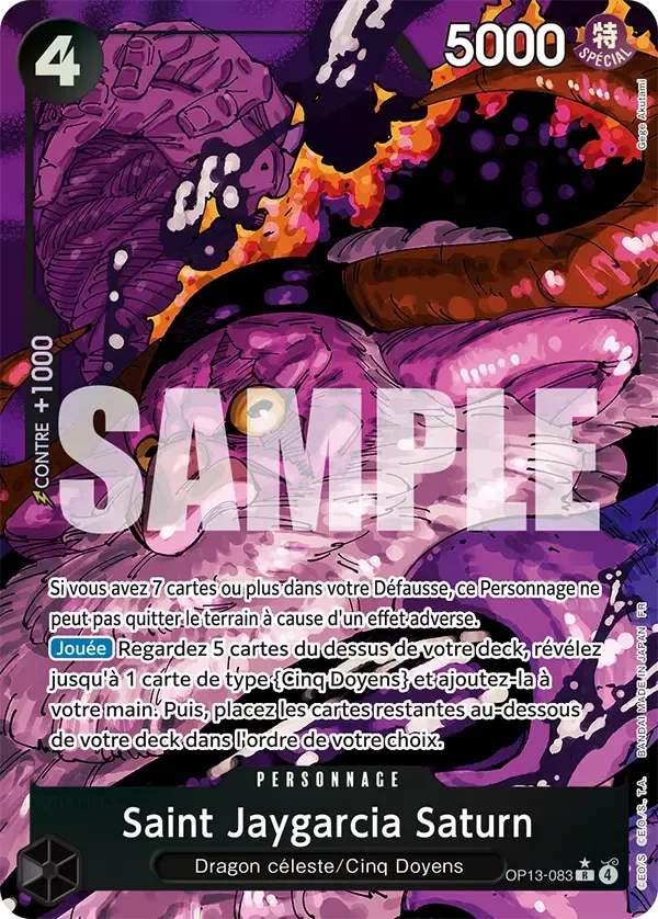 Carte One Piece Saint Jaygarcia Saturn V2 - FR OP13-083 R-P Successeurs Neuf FR LorenZone