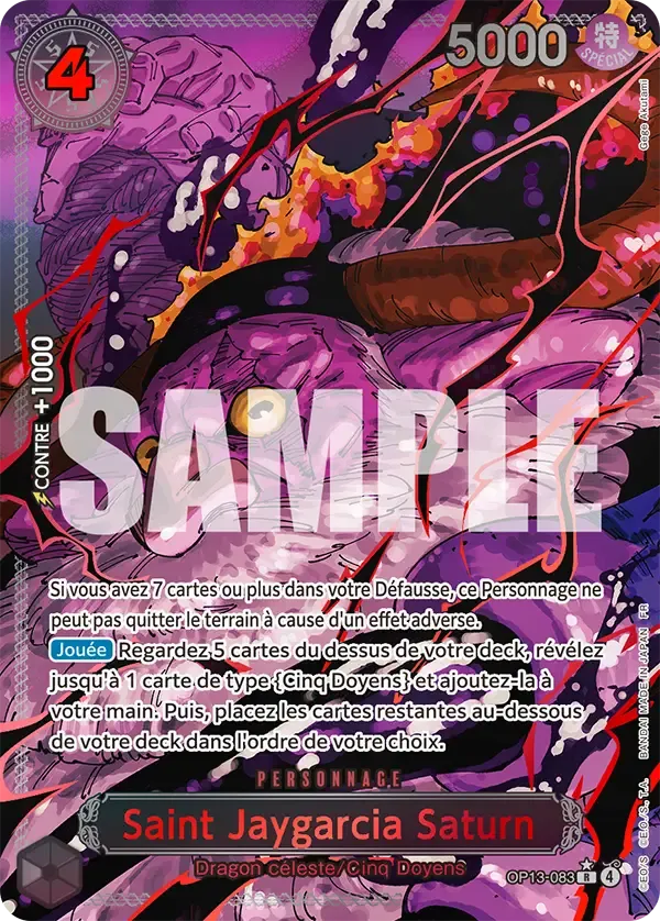 Carte One Piece Saint Jaygarcia Saturn V3 - FR OP13-083 R-SPE Successeurs Neuf FR LorenZone