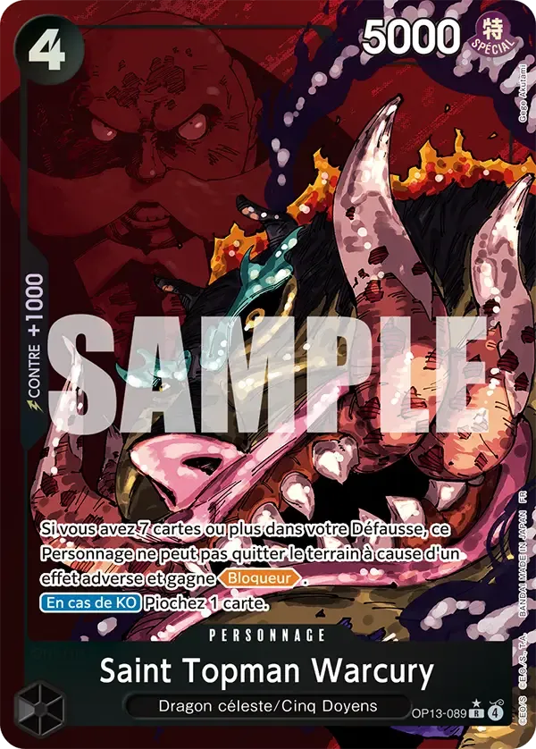 Carte One Piece Saint Topman Warcury V2 - FR OP13-089 R-P Successeurs Neuf FR LorenZone