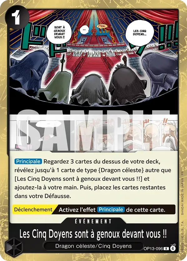 Carte One Piece Les Cinq Doyens sont à genoux devant vous !! - FR OP13-096 R Successeurs Neuf FR LorenZone