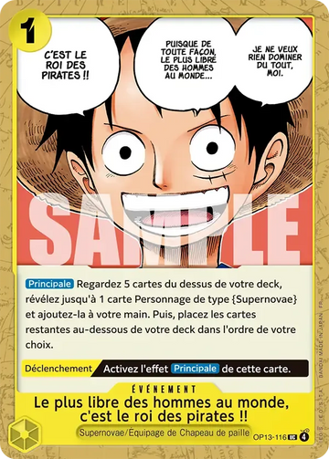 Carte One Piece Le plus libre des hommes au monde, c'est le roi des pirates !! OP13-116 - Successeurs