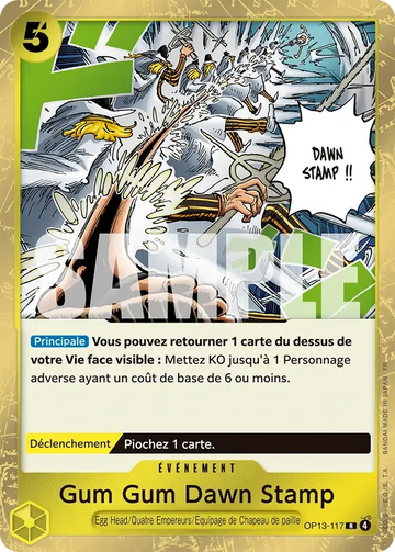 Carte One Piece Gum Gum Dawn Stamp OP13-117 - Successeurs