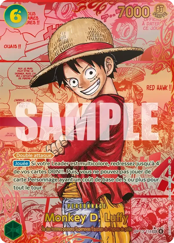 Carte One Piece Monkey D. Luffy V4 - FR OP13-118 SEC-P-M-R Successeurs Neuf FR LorenZone