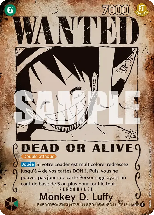Carte One Piece Monkey D. Luffy V5 - FR OP13-118 SPE Successeurs Neuf FR LorenZone