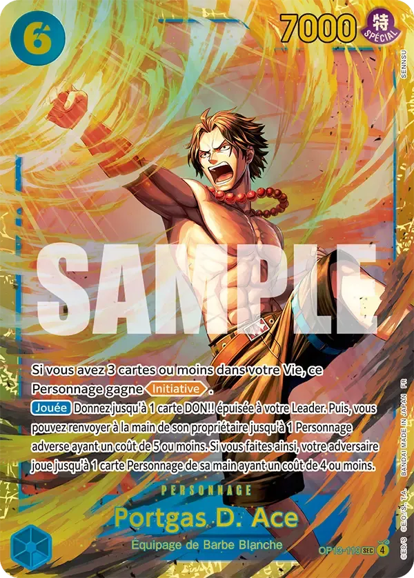 Carte One Piece Portgas D. Ace V1 - FR OP13-119 SEC Successeurs Neuf FR LorenZone