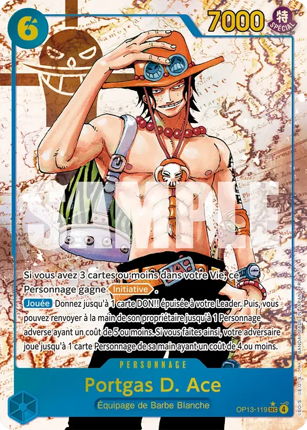 Carte One Piece Portgas D. Ace V2 - FR OP13-119 SEC-P Successeurs Neuf FR LorenZone