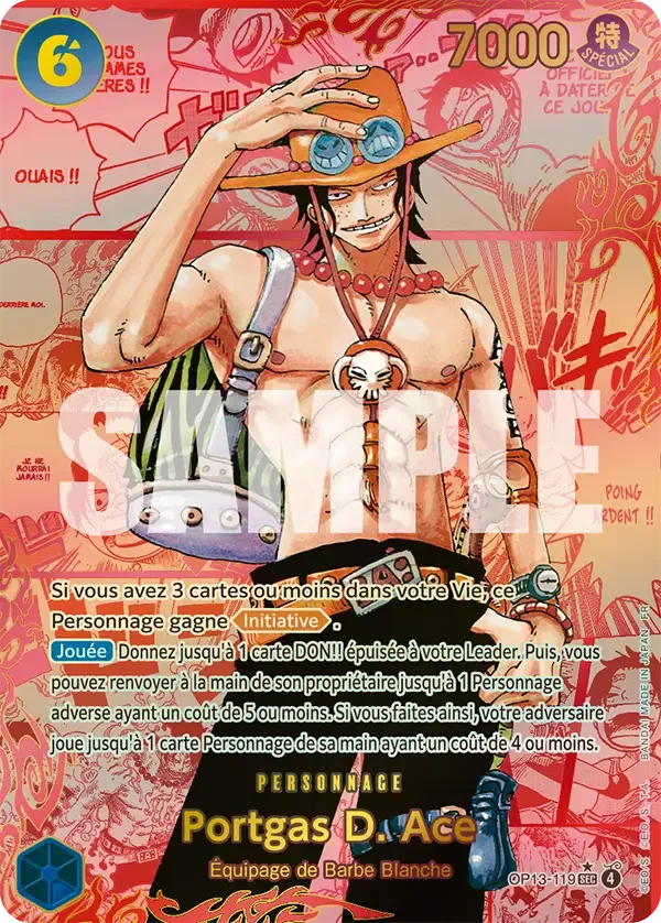 Carte One Piece Portgas D. Ace V4 - FR OP13-119 SEC-P-M-R Successeurs Neuf FR LorenZone