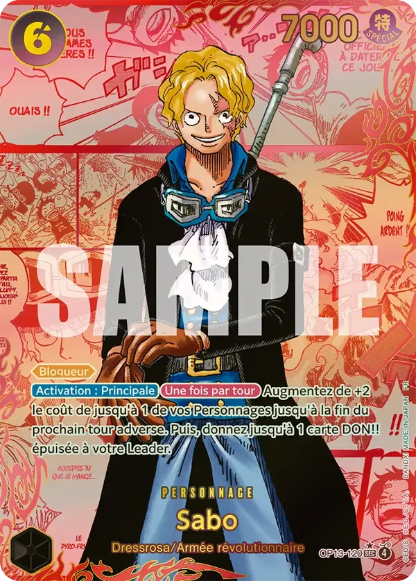 Carte One Piece Sabo V4 - FR OP13-120 SEC-P-M-R Successeurs Neuf FR LorenZone