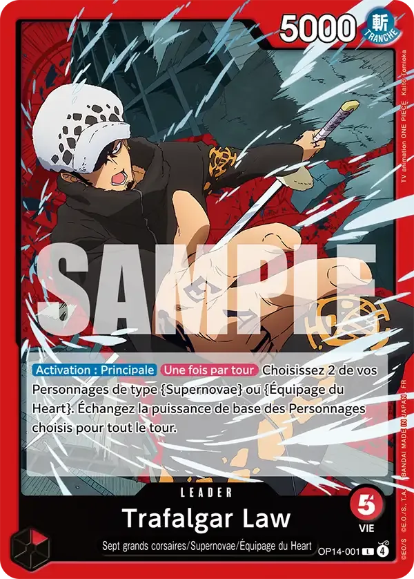 Carte One Piece Trafalgar Law V1 - FR OP14-001 L Les Sept de la mer d’Azur Neuf FR LorenZone
