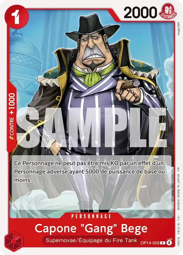 Carte One Piece Capone "Gang" Bege - FR OP14-003 CO Les Sept de la mer d’Azur Neuf FR LorenZone
