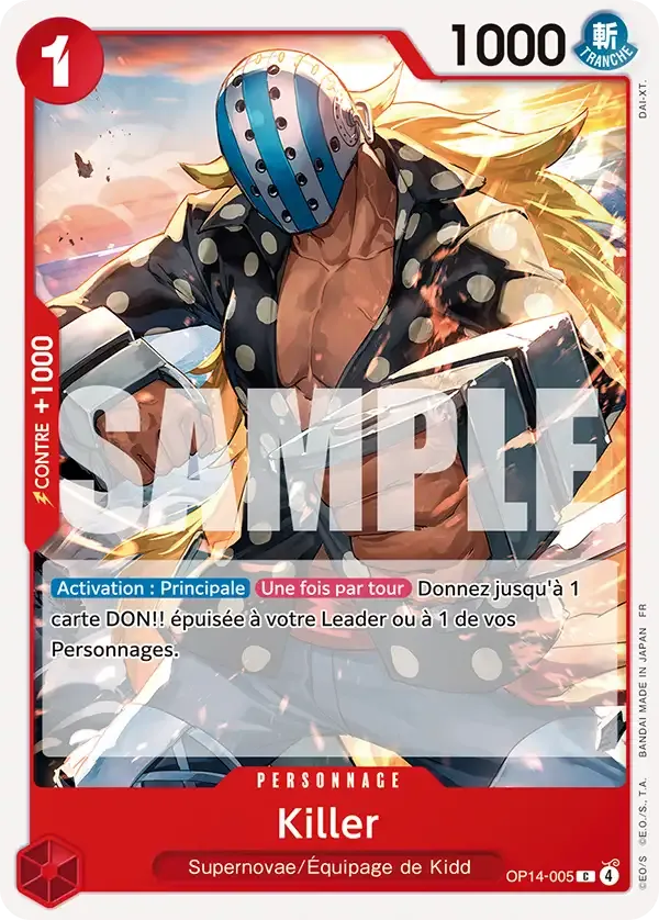 Carte One Piece Killer - FR OP14-005 CO Les Sept de la mer d’Azur Neuf FR LorenZone