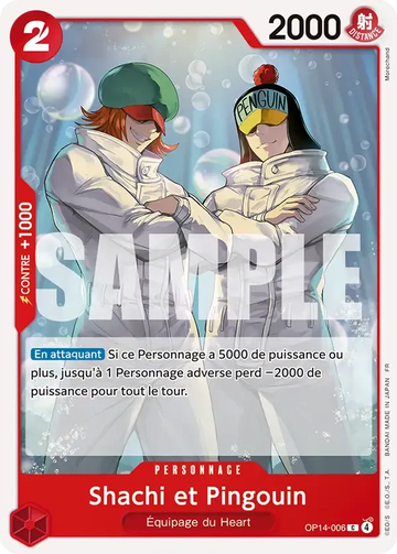 Carte One Piece Shachi et Pingouin OP14-006 - Les Sept de la Mer d'Azur