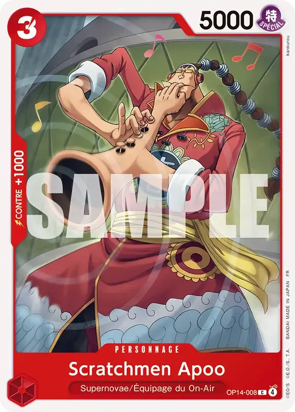Carte One Piece Scratchmen Apoo - FR OP14-008 CO Les Sept de la mer d’Azur Neuf FR LorenZone