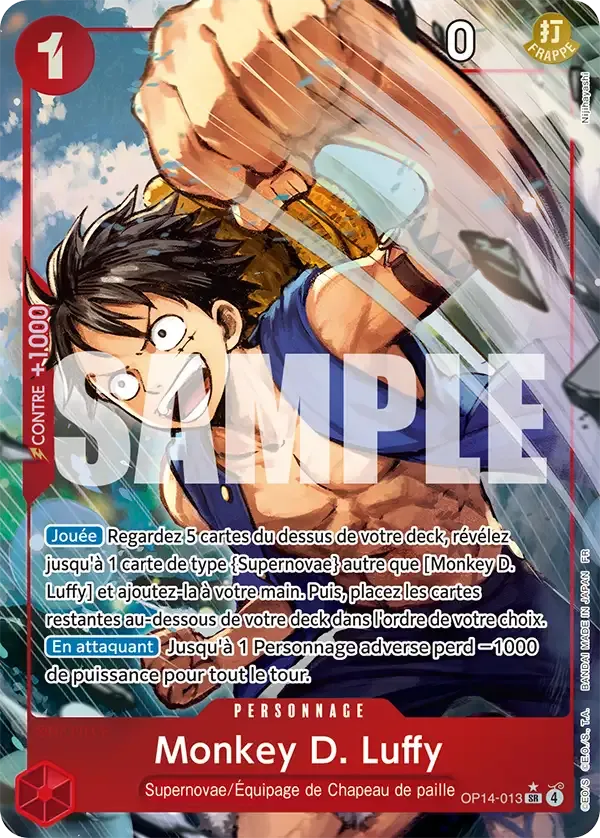 Carte One Piece Monkey D. Luffy V2 - FR OP14-013 SR-P Les Sept de la mer d’Azur Neuf FR LorenZone