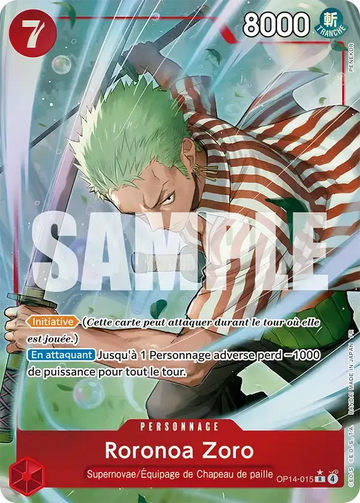 Carte One Piece Roronoa Zoro OP14-015 V2 - Les Sept de la Mer d'Azur