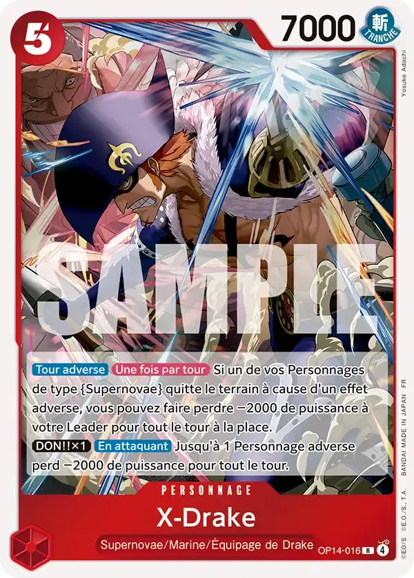 Carte One Piece X-Drake - FR OP14-016 R Les Sept de la mer d’Azur Neuf FR LorenZone