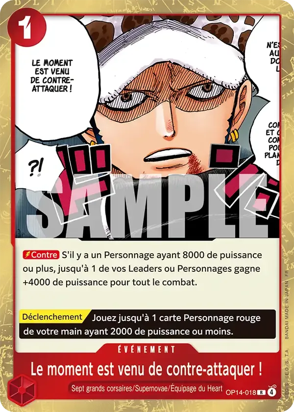 Carte One Piece Le moment est venu de contre-attaquer ! - FR OP14-018 SR-P Les Sept de la mer d’Azur Neuf FR LorenZone