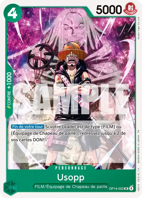 Carte One Piece Usopp - FR OP14-022 UC Les Sept de la mer d’Azur Neuf FR LorenZone
