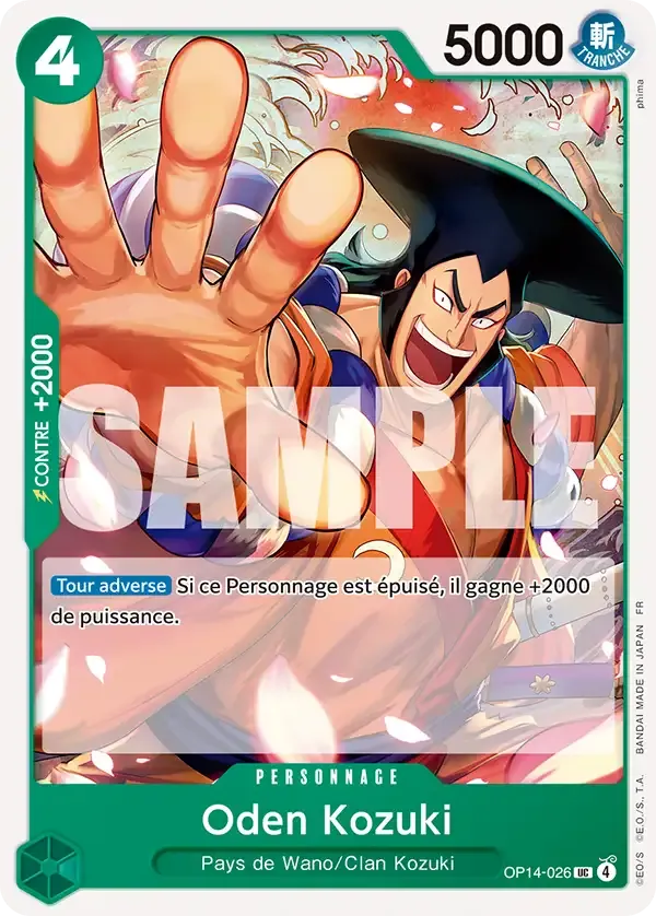 Carte One Piece Oden Kozuki - FR OP14-026 UC Les Sept de la mer d’Azur Neuf FR LorenZone