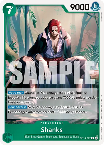 Carte One Piece Shanks OP14-027 V1 - Les Sept de la Mer d'Azur