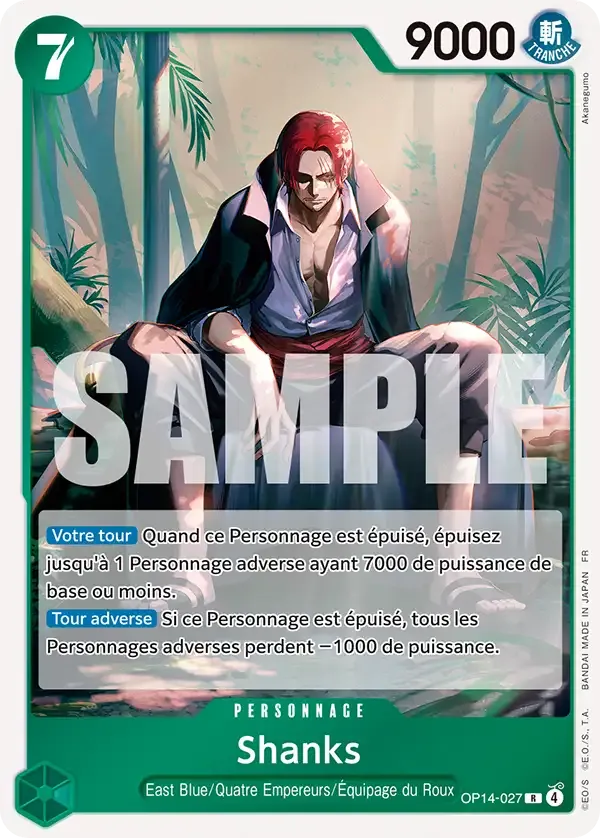 Carte One Piece Shanks V1 - FR OP14-027 R Les Sept de la mer d’Azur Neuf FR LorenZone
