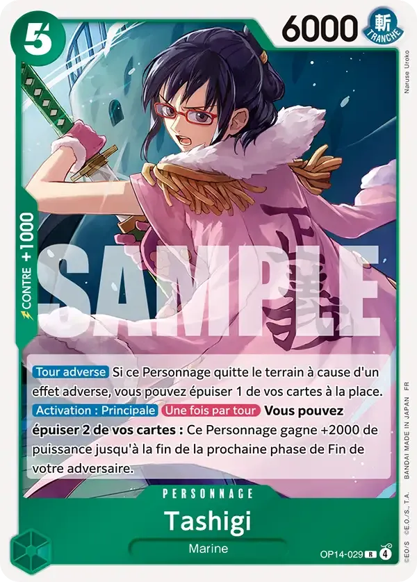 Carte One Piece Tashigi - FR OP14-029 R Les Sept de la mer d’Azur Neuf FR LorenZone