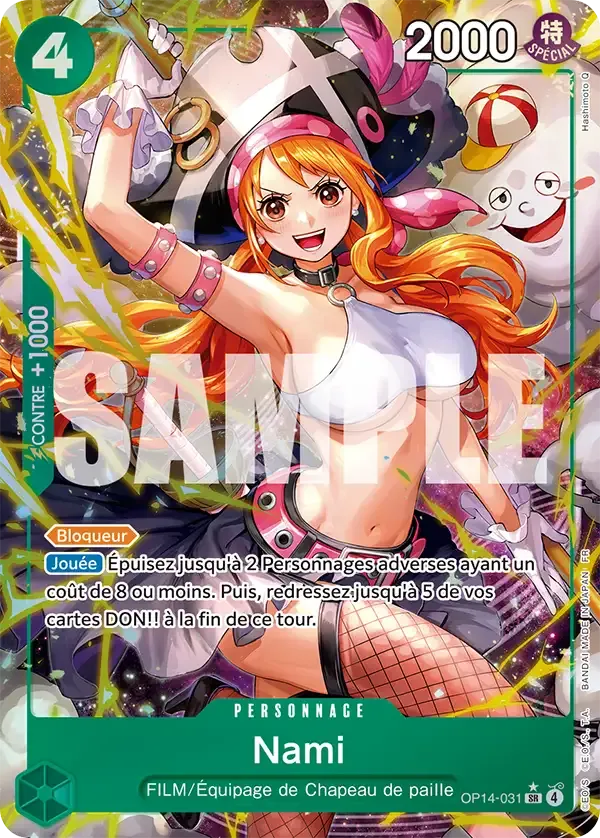 Carte One Piece Nami V2 - FR OP14-031 SR-P Les Sept de la mer d’Azur Neuf FR LorenZone