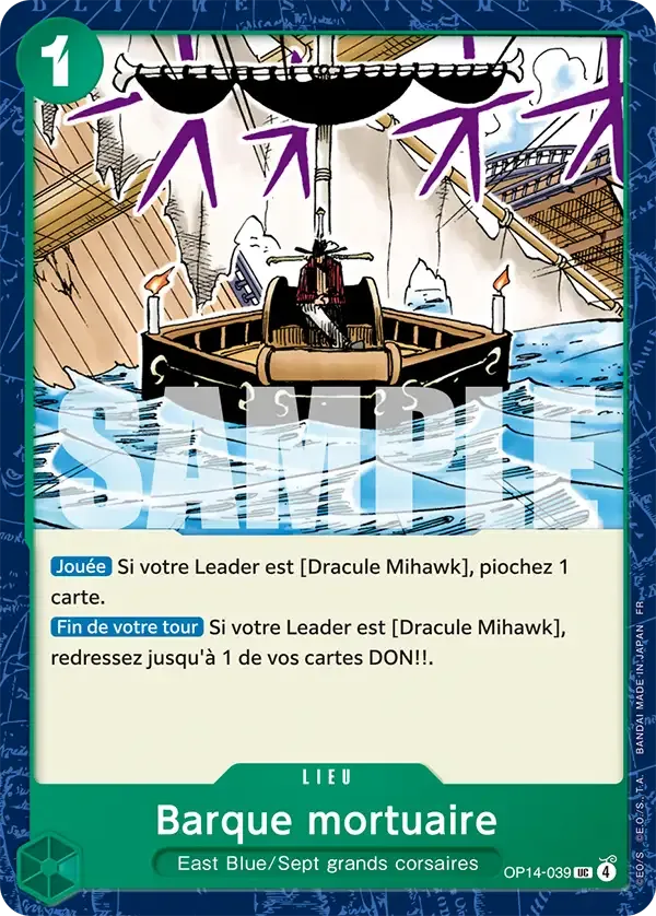 Carte One Piece Barque mortuaire - FR OP14-039 UC Les Sept de la mer d’Azur Neuf FR LorenZone