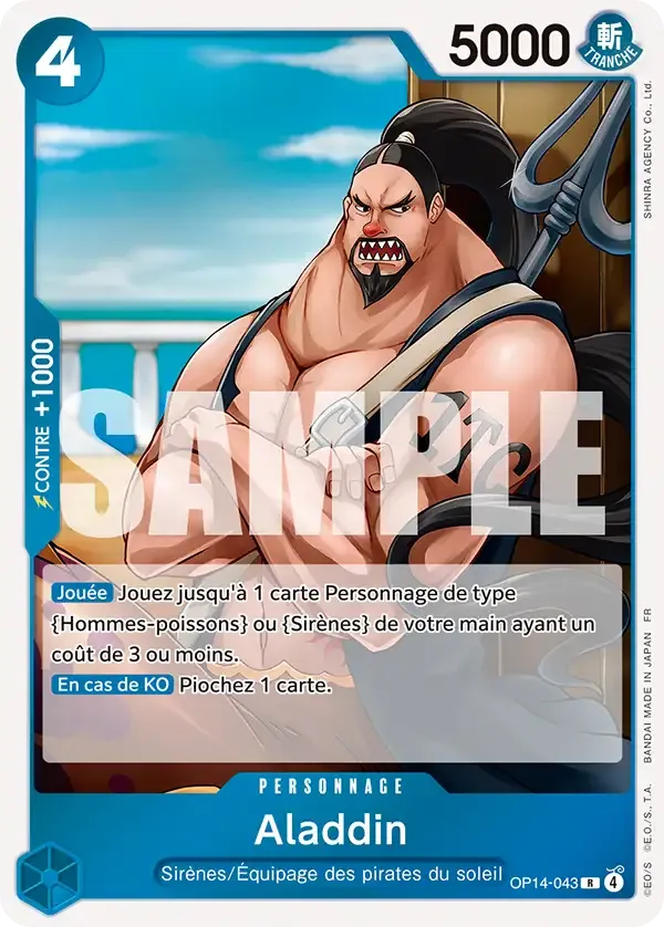 Carte One Piece Aladdin - FR OP14-043 R Les Sept de la mer d’Azur Neuf FR LorenZone