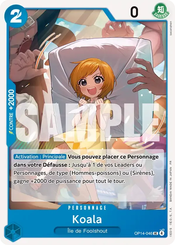 Carte One Piece Koala - FR OP14-046 UC Les Sept de la mer d’Azur Neuf FR LorenZone