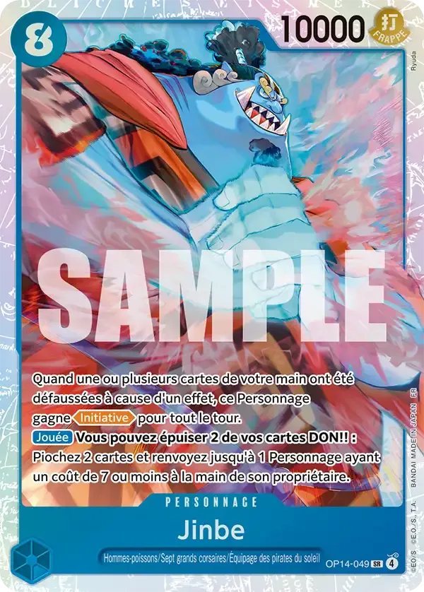 Carte One Piece Jinbe V1 - FR OP14-049 SR Les Sept de la mer d’Azur Neuf FR LorenZone