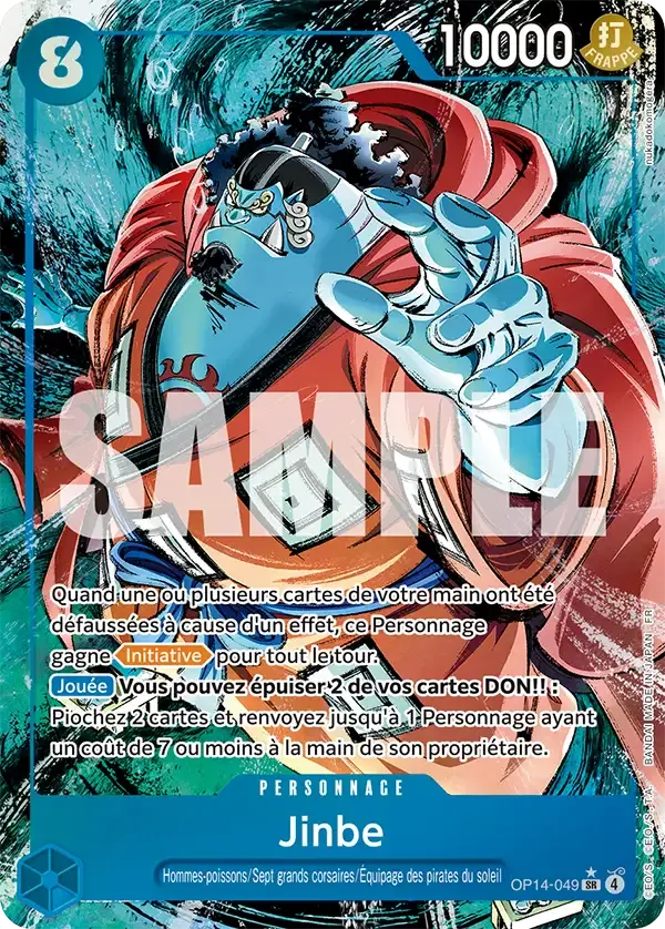Carte One Piece Jinbe V2 - FR OP14-049 SR-P Les Sept de la mer d’Azur Neuf FR LorenZone