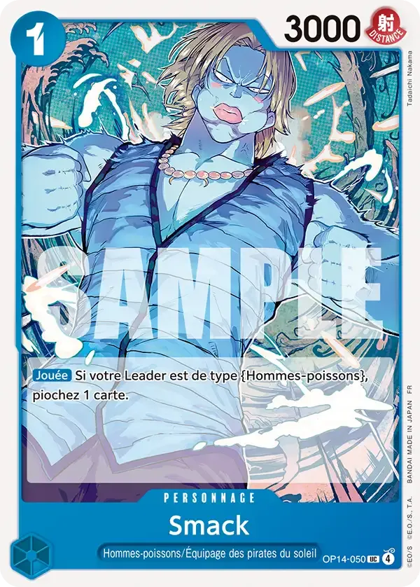Carte One Piece Smack - FR OP14-050 UC Les Sept de la mer d’Azur Neuf FR LorenZone