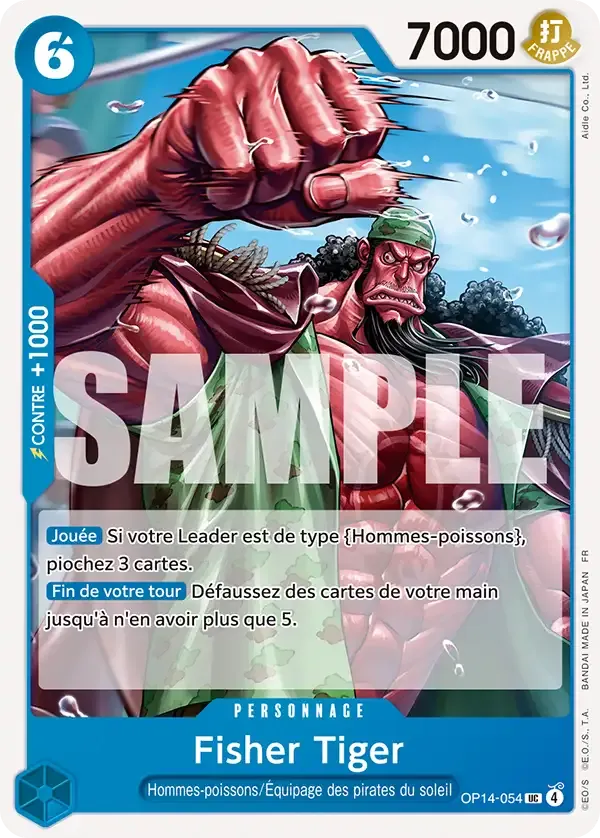 Carte One Piece Fisher Tiger - FR OP14-054 UC Les Sept de la mer d’Azur Neuf FR LorenZone