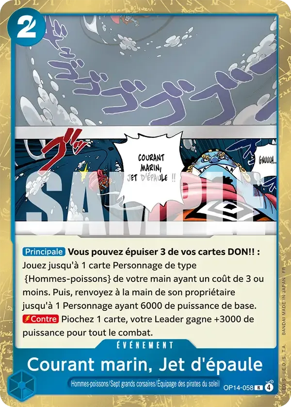 Carte One Piece Courant marin, Jet d'épaule - FR OP14-058 R Les Sept de la mer d’Azur Neuf FR LorenZone