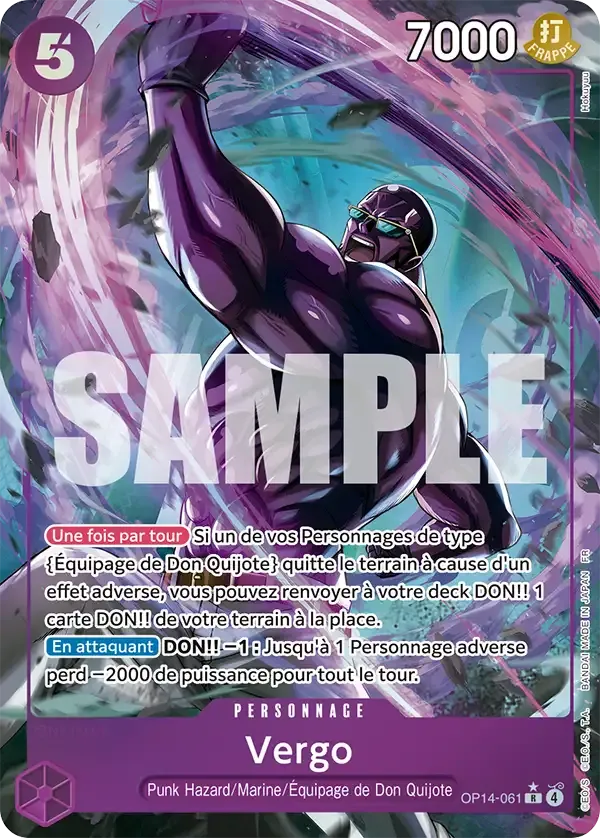 Carte One Piece Vergo V2 - FR OP14-061 R-P Les Sept de la mer d’Azur Neuf FR LorenZone
