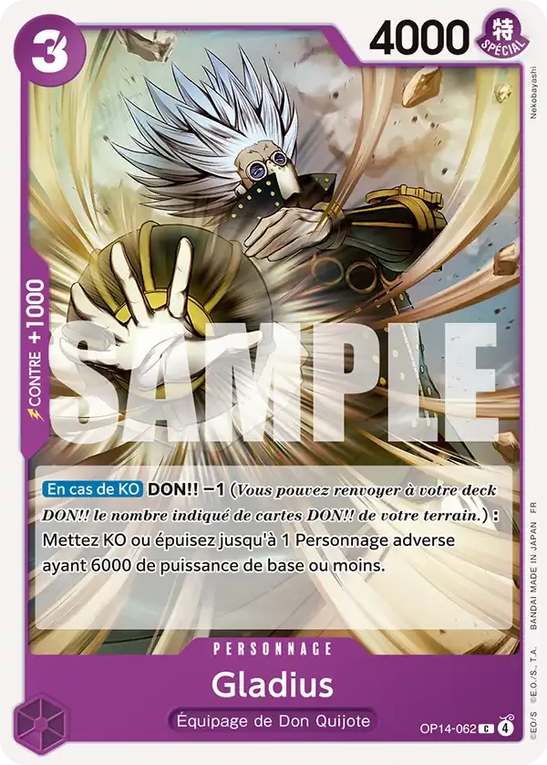 Carte One Piece Gladius - FR OP14-062 CO Les Sept de la mer d’Azur Neuf FR LorenZone