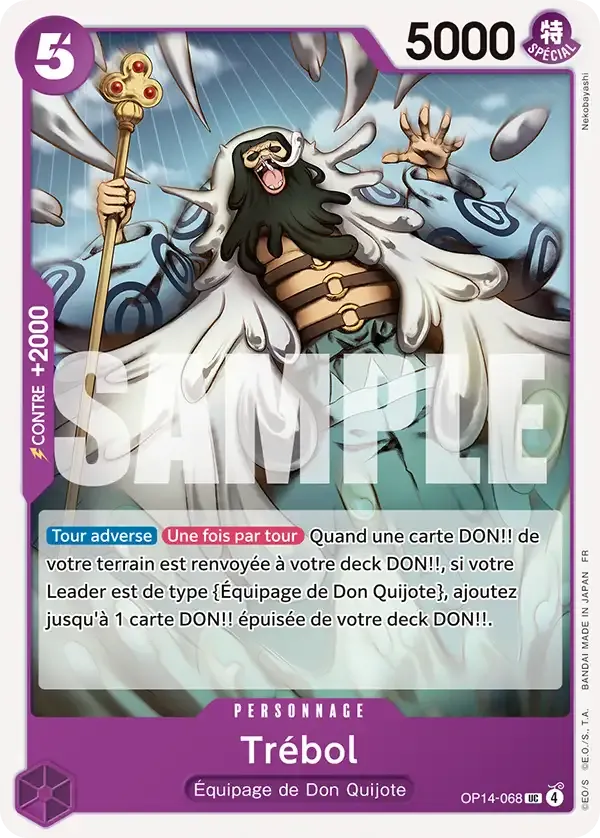 Carte One Piece Trébol - FR OP14-068 UC Les Sept de la mer d’Azur Neuf FR LorenZone