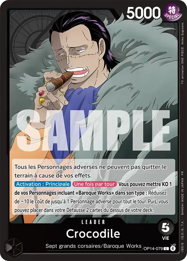 Carte One Piece Crocodile V1 - FR OP14-079 L Les Sept de la mer d’Azur Neuf FR LorenZone