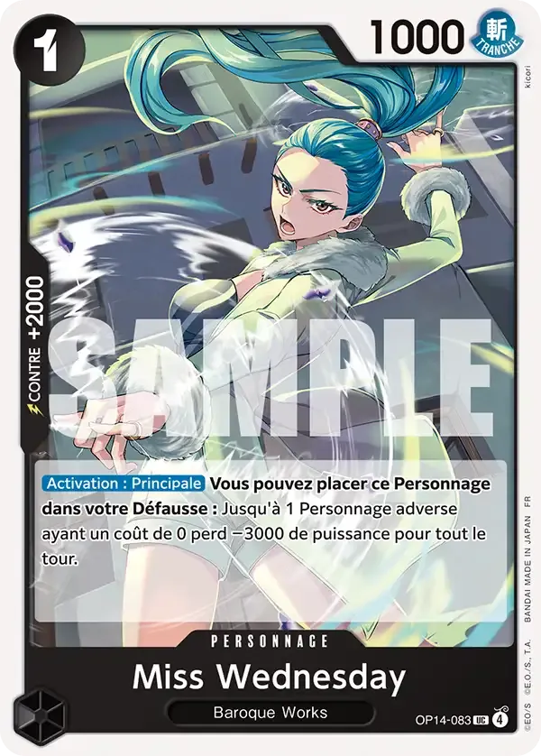 Carte One Piece Miss Wednesday - FR OP14-083 UC Les Sept de la mer d’Azur Neuf FR LorenZone