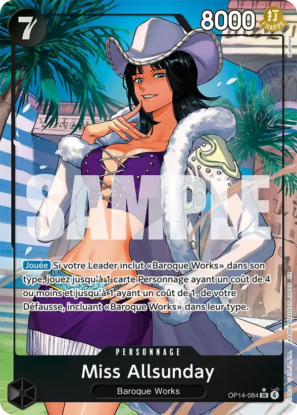 Carte One Piece Miss Allsunday V2 - FR OP14-084 SR-P Les Sept de la mer d’Azur Neuf FR LorenZone