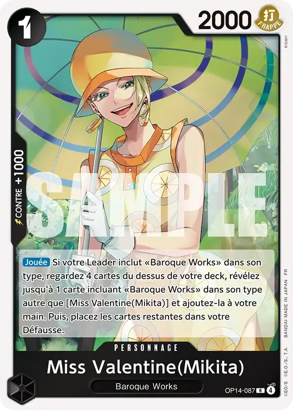 Carte One Piece Miss Valentine(Mikita) - FR OP14-087 R Les Sept de la mer d’Azur Neuf FR LorenZone