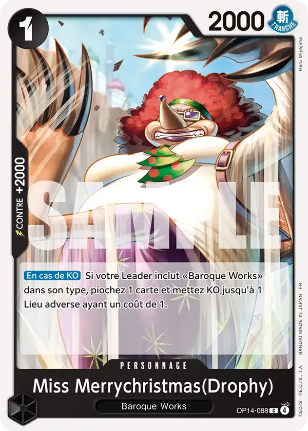 Carte One Piece Miss Merrychristmas(Drophy) - FR OP14-088 CO Les Sept de la mer d’Azur Neuf FR LorenZone