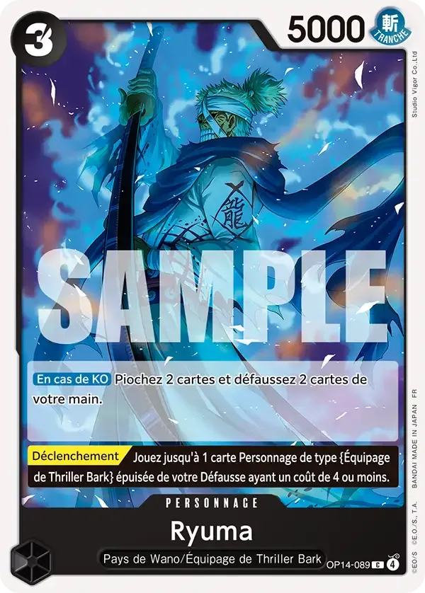 Carte One Piece Ryuma - FR OP14-089 CO Les Sept de la mer d’Azur Neuf FR LorenZone