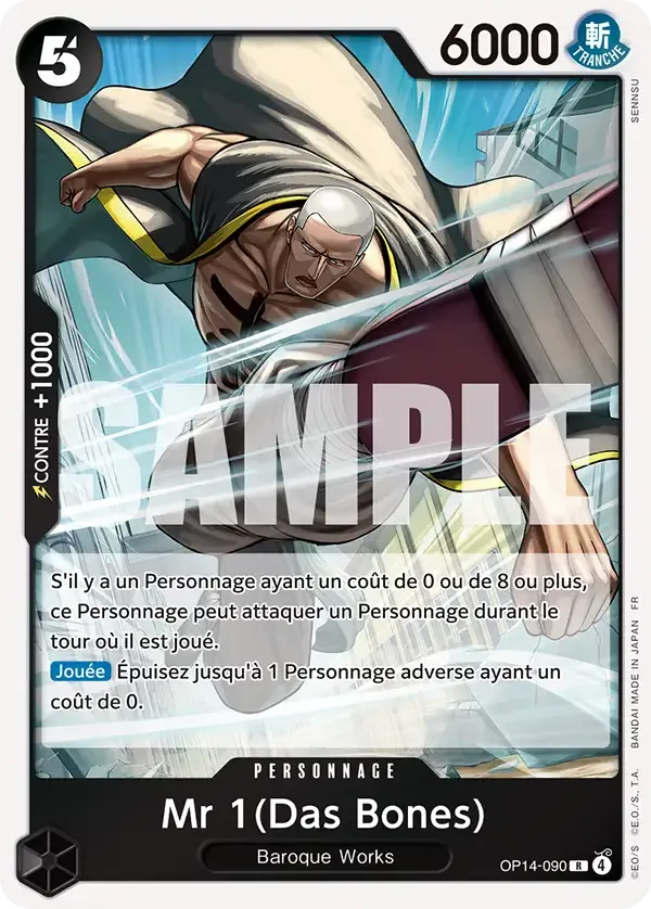 Carte One Piece Mr 1 (Das Bones) V1 - FR OP14-090 R Les Sept de la mer d’Azur Neuf FR LorenZone