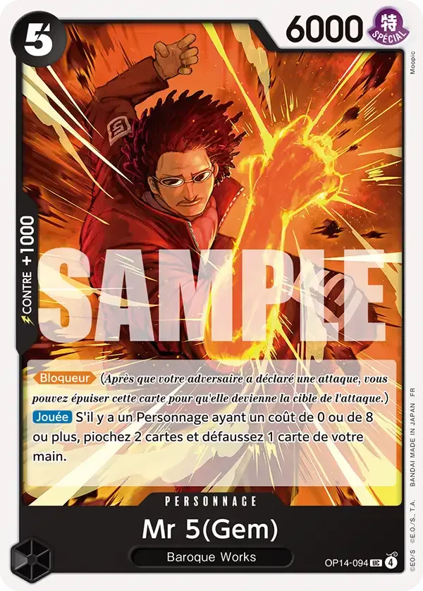 Carte One Piece Mr 5(Gem) - FR OP14-094 UC Les Sept de la mer d’Azur Neuf FR LorenZone