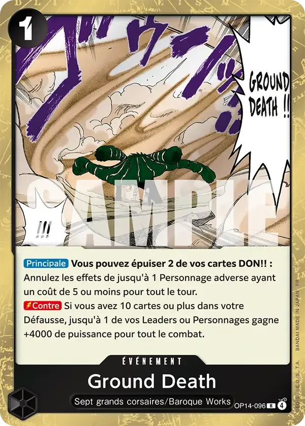 Carte One Piece Ground Death V1 - FR OP14-096 R Les Sept de la mer d’Azur Neuf FR LorenZone