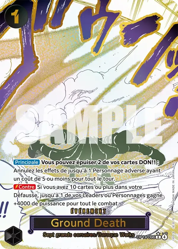 Carte One Piece Ground Death V2 - FR OP14-096 R-P Les Sept de la mer d’Azur Neuf FR LorenZone